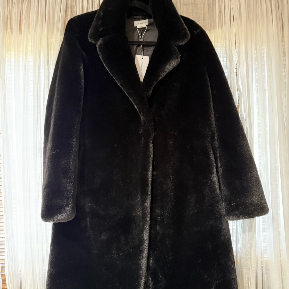 Revolve Lovers + Friends Black Faux Fur Coat